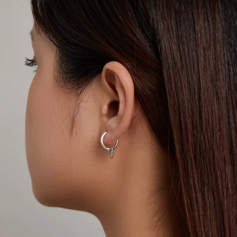 (image for) Pandora Style Shuanghuan Hoop Earrings - SCE1199 - View 7