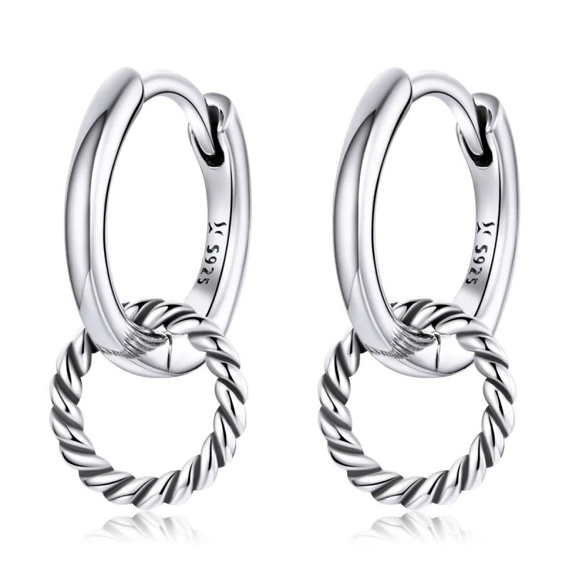 (image for) Pandora Style Shuanghuan Hoop Earrings - SCE1199 - Product Image