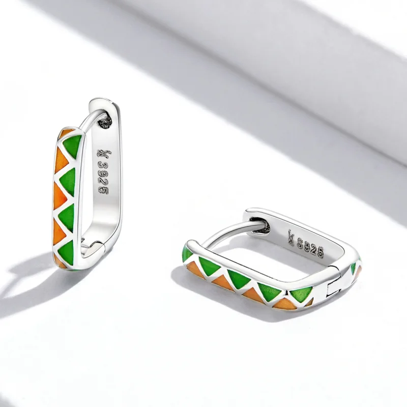 (image for) Pandora Style Simple Color Contrast Hoop Earrings - SCE1371-GN - View 3