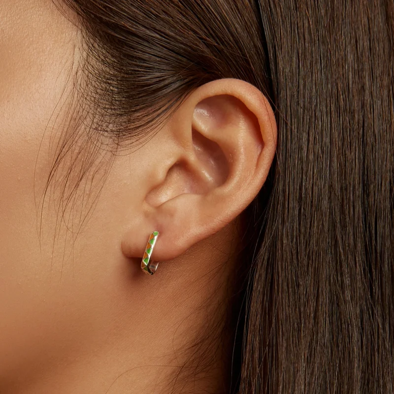 (image for) Pandora Style Simple Color Contrast Hoop Earrings - SCE1371-GN - View 6