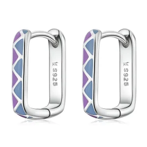 (image for) Pandora Style Simple Color Contrast Hoop Earrings - SCE1371-VT