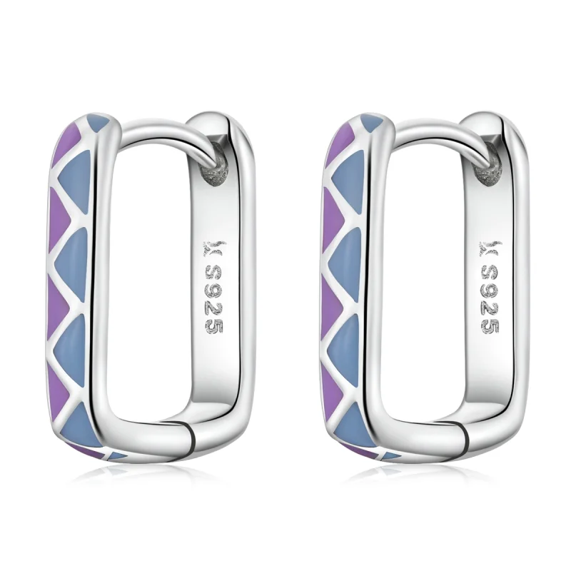 (image for) Pandora Style Simple Color Contrast Hoop Earrings - SCE1371-VT - Product Image