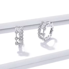 Pandora Style Simple Double Layer Hoop Earrings - BSE458 Pandora Style Simple Double Layer Hoop Earrings - BSE458