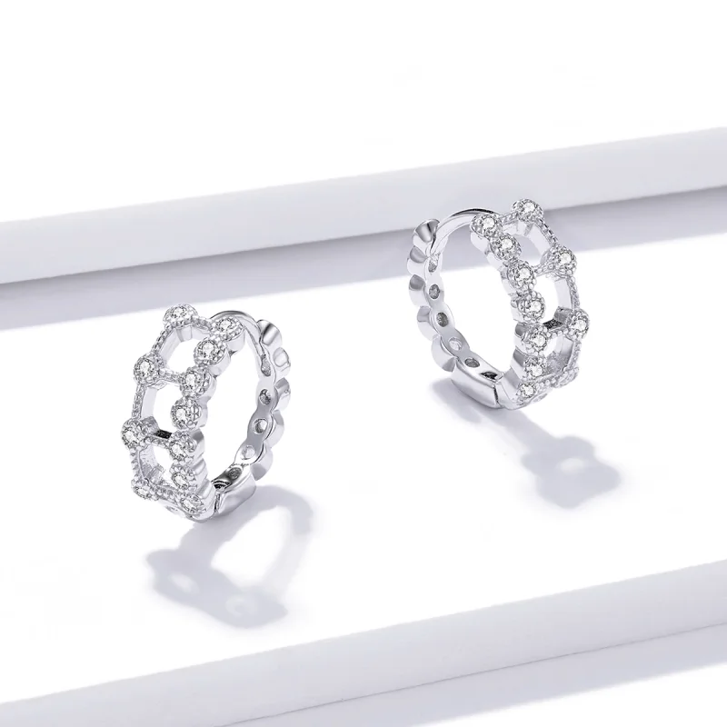 (image for) Pandora Style Simple Double Layer Hoop Earrings - BSE458 - View 3