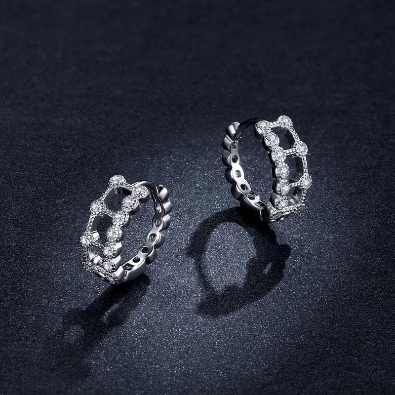 (image for) Pandora Style Simple Double Layer Hoop Earrings - BSE458 - View 5