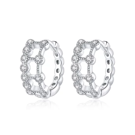 Pandora Style Simple Double Layer Hoop Earrings - BSE458