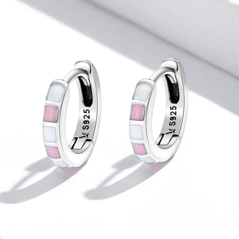 (image for) Pandora Style Simple Grid Hoop Earrings - SCE1372 - View 2