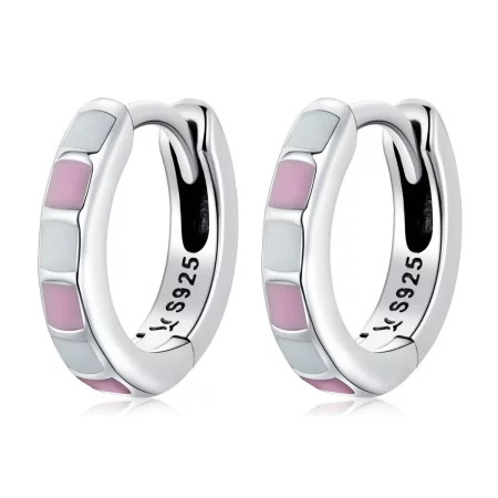 Pandora Style Simple Grid Hoop Earrings - SCE1372