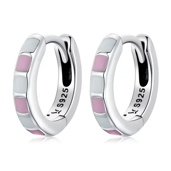 Pandora Style Simple Grid Hoop Earrings - SCE1372