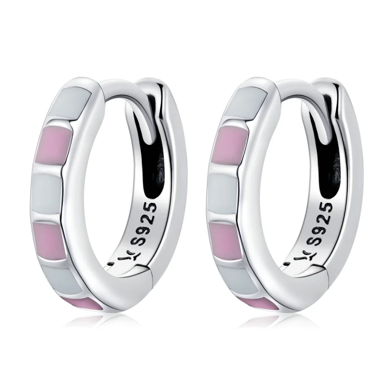 (image for) Pandora Style Simple Grid Hoop Earrings - SCE1372 - Product Image