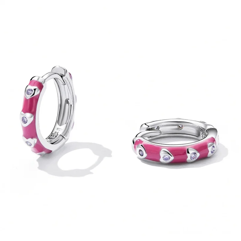 (image for) Pandora Style Simple Love Hoop Earrings - BSE595 - View 2