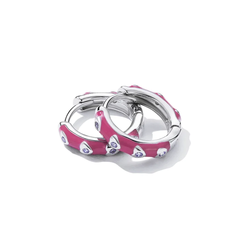 (image for) Pandora Style Simple Love Hoop Earrings - BSE595 - View 4