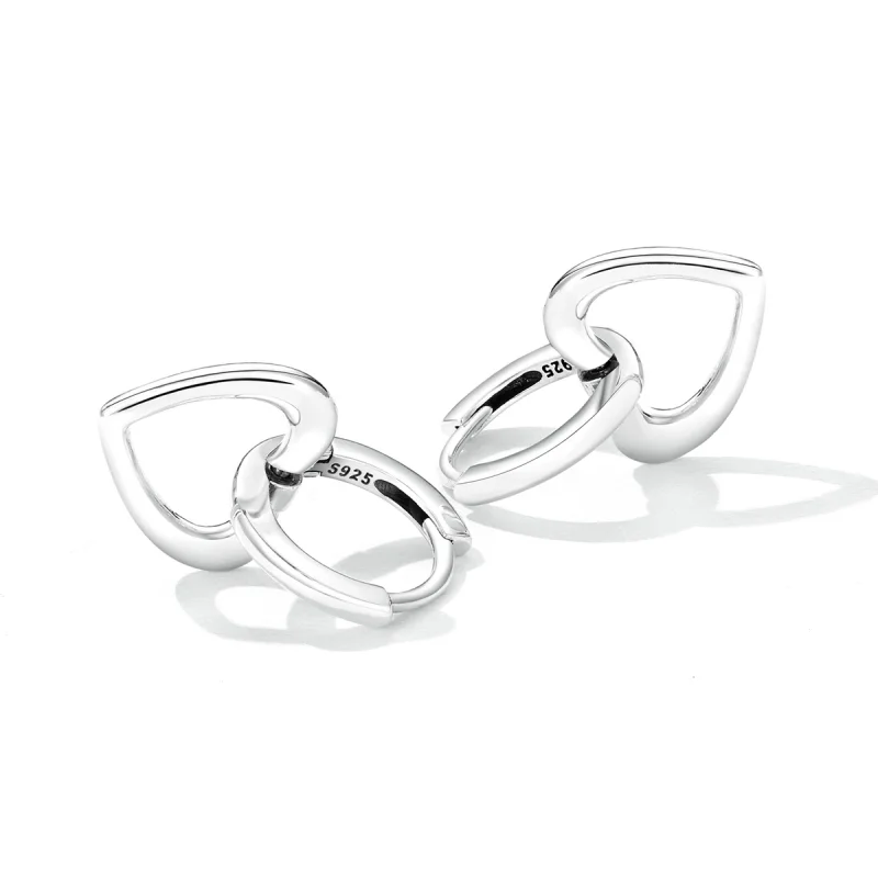 (image for) Pandora Style Simple Love Hoop Earrings - SCE1394 - View 2
