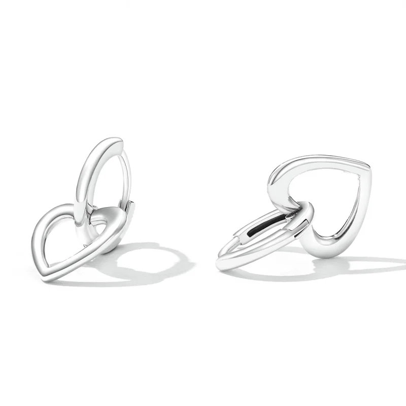 (image for) Pandora Style Simple Love Hoop Earrings - SCE1394 - View 3