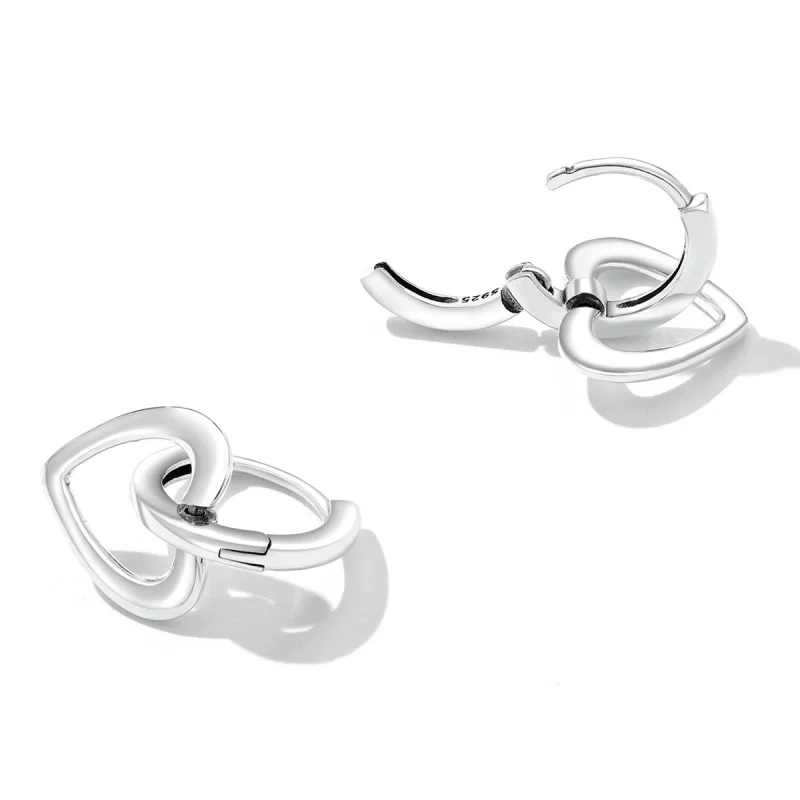 (image for) Pandora Style Simple Love Hoop Earrings - SCE1394 - View 4