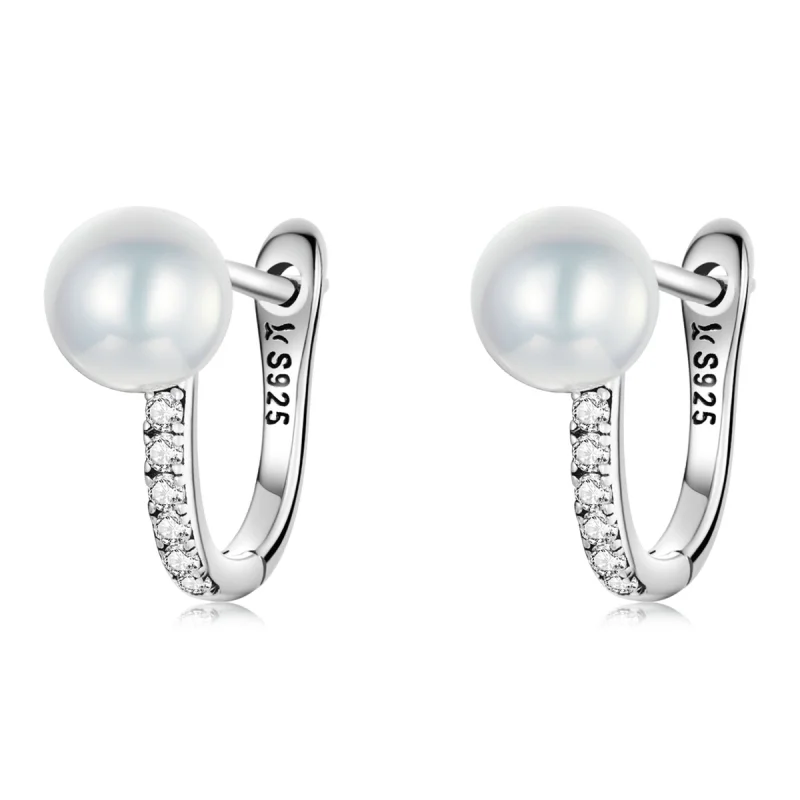 (image for) Pandora Style Simple Shell Beads Hoop Earrings - SCE1288 - Product Image
