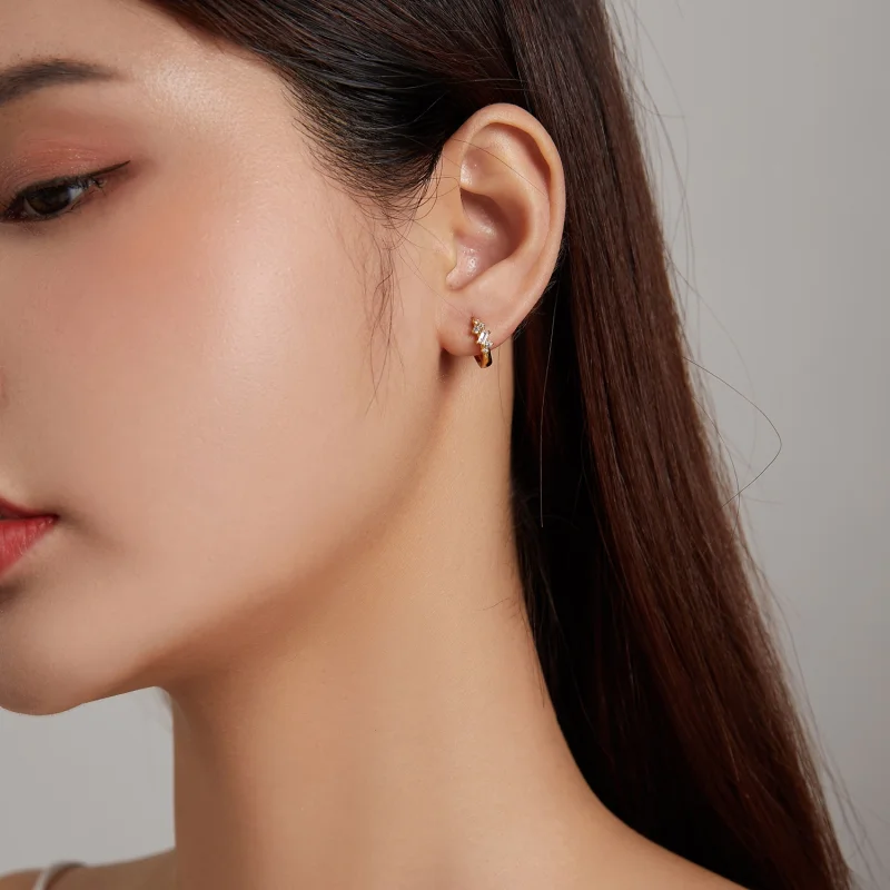 (image for) Pandora Style Simple - Starry Hoop Earrings - SCE1189 - View 5