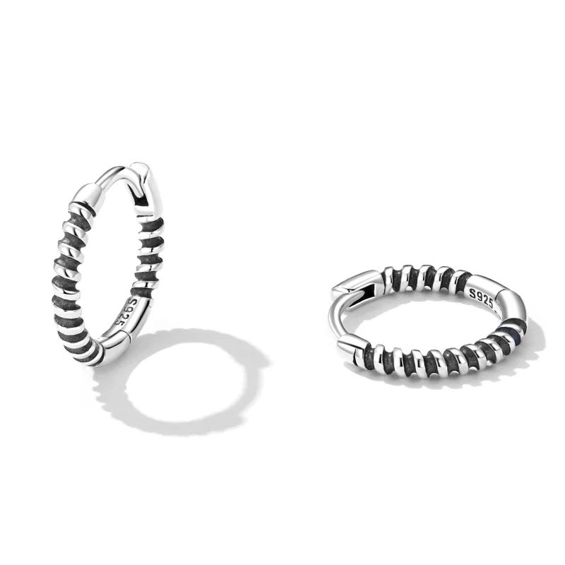 (image for) Pandora Style Simple Thread Hoop Earrings - SCE1423 - View 2
