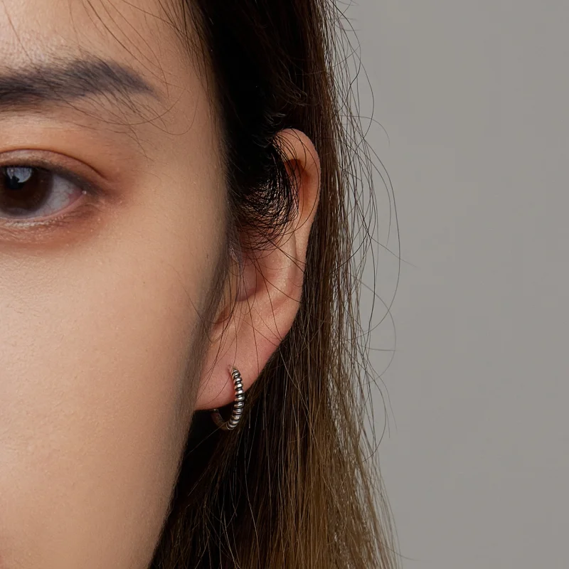 (image for) Pandora Style Simple Thread Hoop Earrings - SCE1423 - View 6