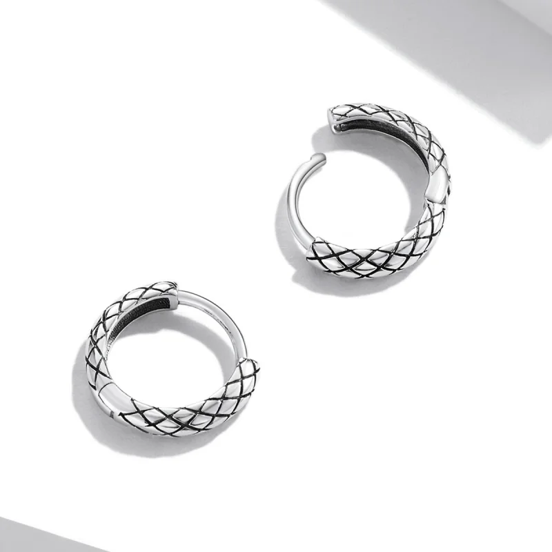 (image for) Pandora Style Snake Pattern Hoop Earrings - SCE1354 - View 4