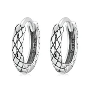 (image for) Pandora Style Snake Pattern Hoop Earrings - SCE1354