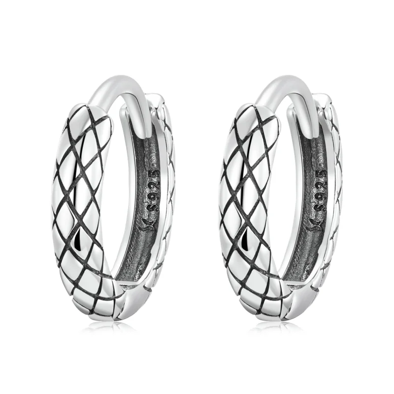 (image for) Pandora Style Snake Pattern Hoop Earrings - SCE1354 - Product Image