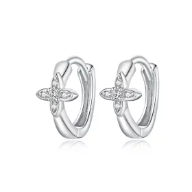 Pandora Style Sparkle Flower Hoop Earrings - SCE1043 Pandora Style Sparkle Flower Hoop Earrings - SCE1043