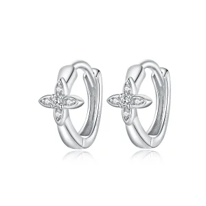(image for) Pandora Style Sparkle Flower Hoop Earrings - SCE1043
