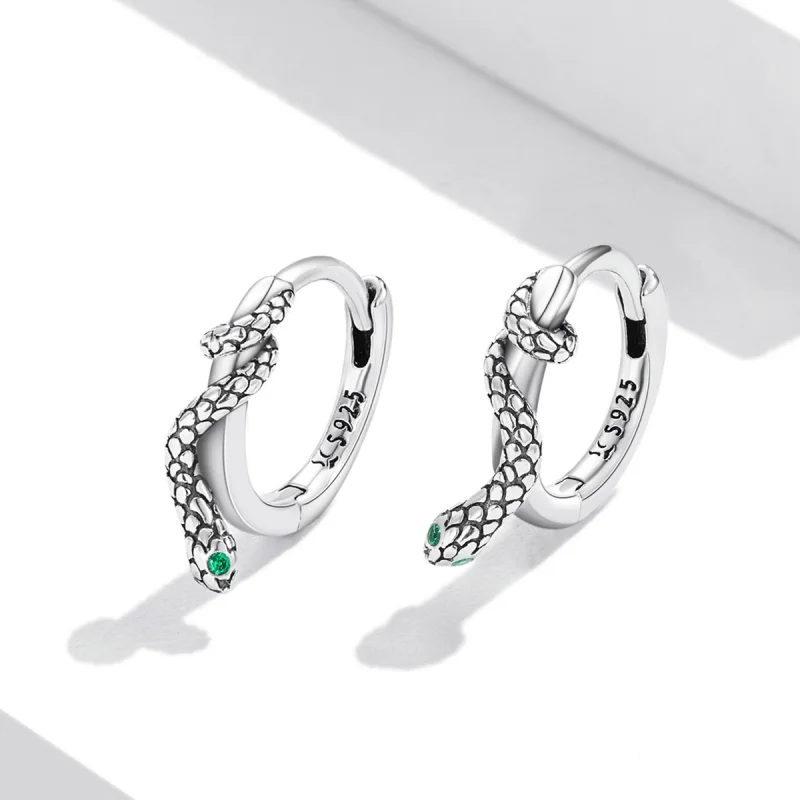 (image for) Pandora Style Spirit Snake Hoop Earrings - SCE1357 - View 2