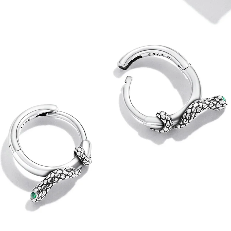 (image for) Pandora Style Spirit Snake Hoop Earrings - SCE1357 - View 4