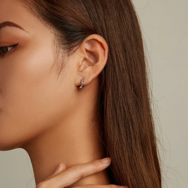 (image for) Pandora Style Spirit Snake Hoop Earrings - SCE1357 - View 7