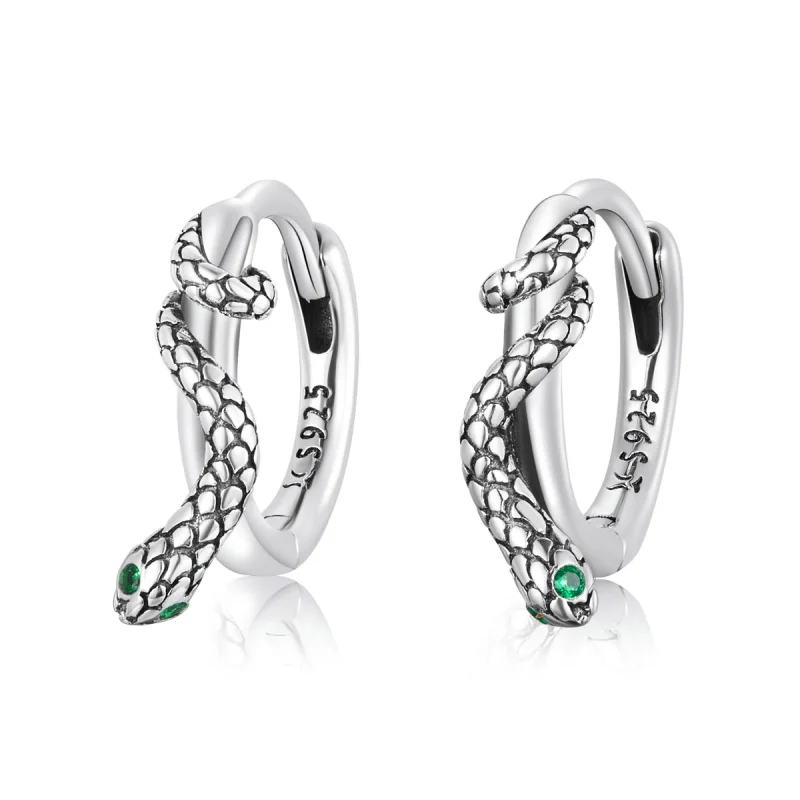 (image for) Pandora Style Spirit Snake Hoop Earrings - SCE1357 - Product Image