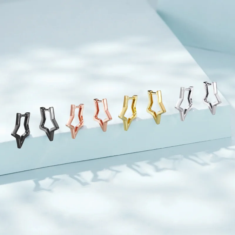 (image for) Pandora Style Star Shape Hoop Earrings - SCE1136 - View 10