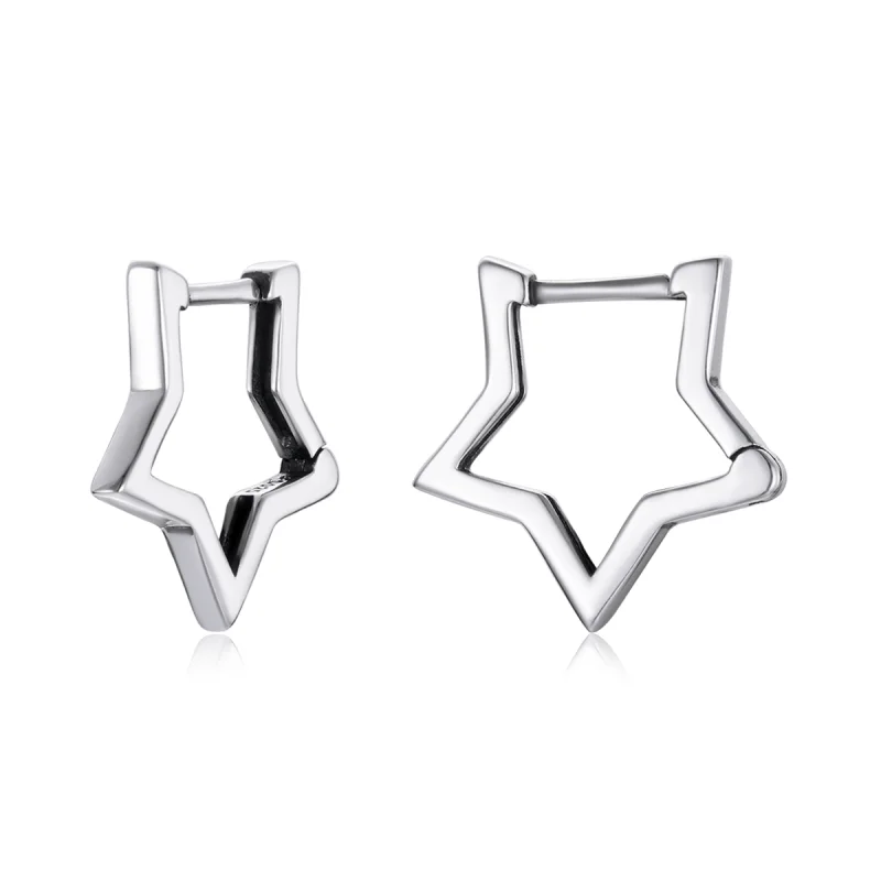 (image for) Pandora Style Star Shape Hoop Earrings - SCE1136 - Product Image