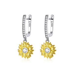 (image for) Pandora Style Sun Flower Hoop Earrings - BSE469