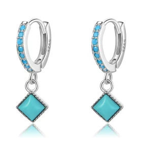 Pandora Style Turquoise Hoop Earrings - SCE1307