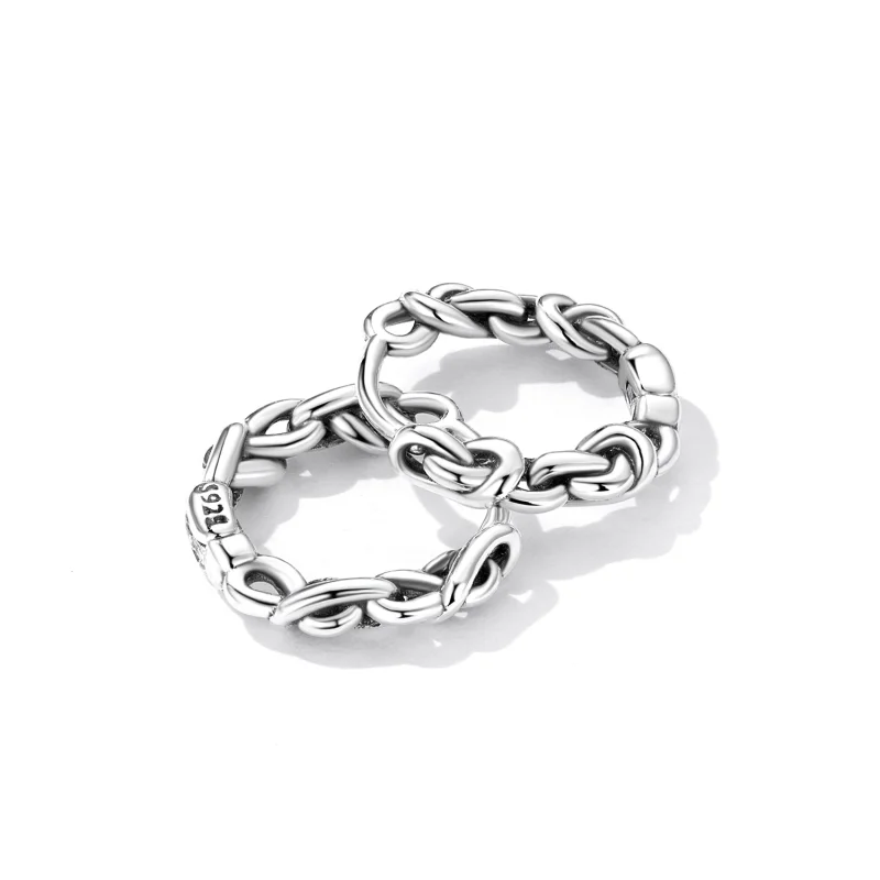 (image for) Pandora Style Twisted Rope Hoop Earrings - SCE1432 - View 3