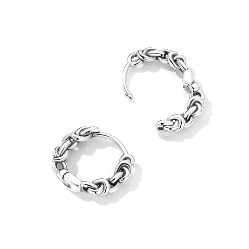 (image for) Pandora Style Twisted Rope Hoop Earrings - SCE1432 - View 4