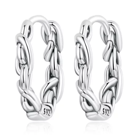 Pandora Style Twisted Rope Hoop Earrings - SCE1432