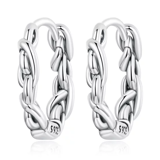Pandora Style Twisted Rope Hoop Earrings - SCE1432