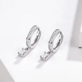 Pandora Style Zircon Love Hoop Earrings - BSE157 Pandora Style Zircon Love Hoop Earrings - BSE157