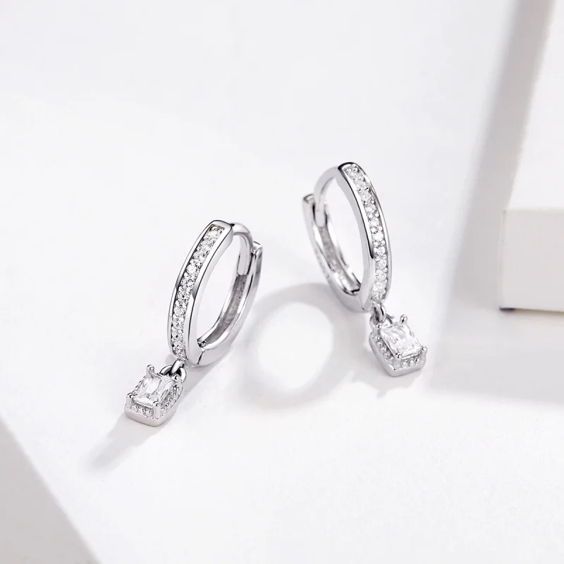(image for) Pandora Style Zircon Love Hoop Earrings - BSE157 - View 3