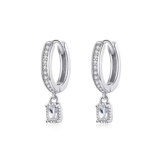 Pandora Style Zircon Love Hoop Earrings - BSE157
