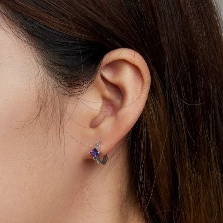 Pandora Style Zircon Snake Pattern Hoop Earrings - SCE1417