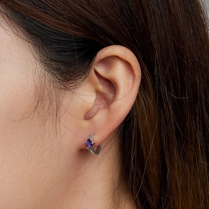 (image for) Pandora Style Zircon Snake Pattern Hoop Earrings - SCE1417 - View 5