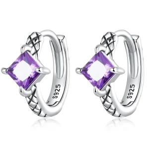 (image for) Pandora Style Zircon Snake Pattern Hoop Earrings - SCE1417