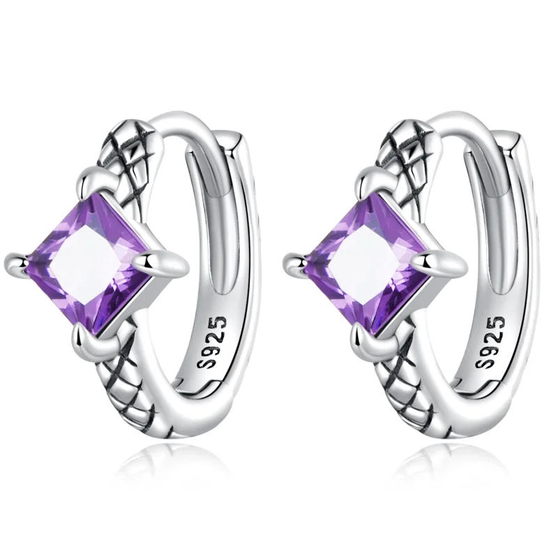 (image for) Pandora Style Zircon Snake Pattern Hoop Earrings - SCE1417 - Product Image