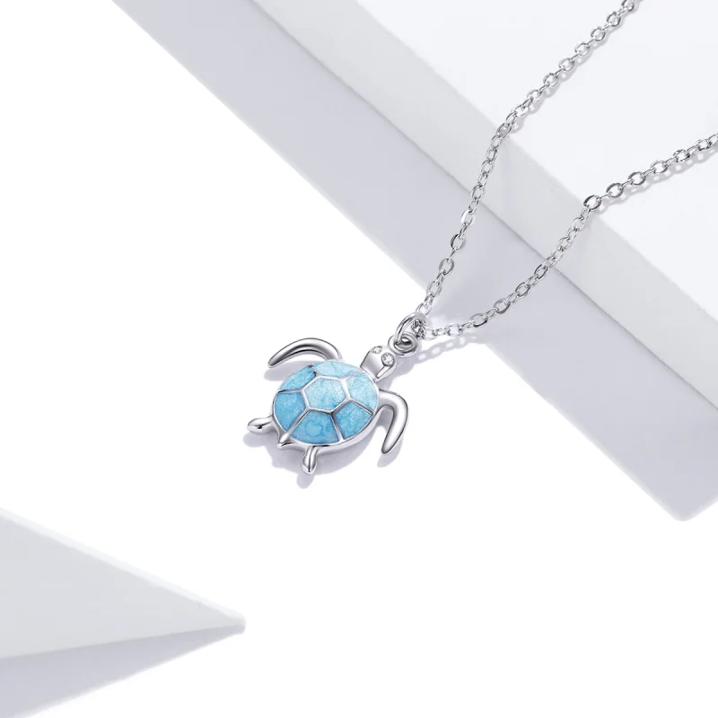 (image for) Pandora Style Blue Turtle Necklace - SCN446 - View 3