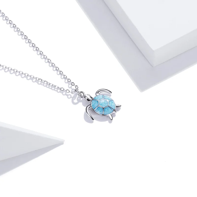(image for) Pandora Style Blue Turtle Necklace - SCN446 - View 4