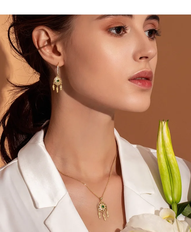 (image for) Pandora Style Dreamcatcher Necklace - SCN263-B - View 2